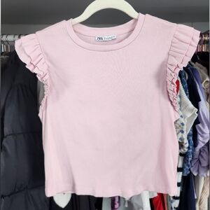 Zara Pink Ruffle Sleeve Blouse